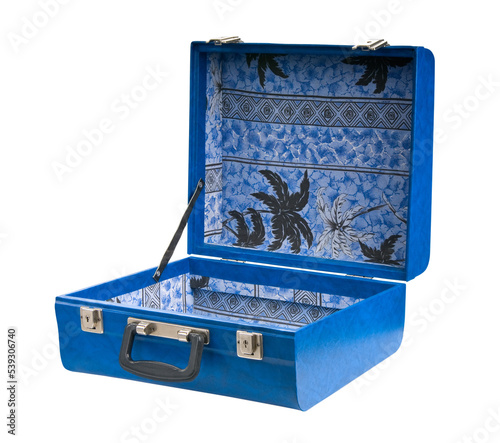 Open blue suitcase on transparent background photo
