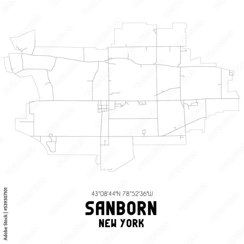 Sanborn New York. US street map with black and white lines.