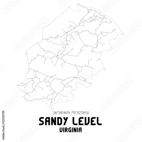 Sandy Level Virginia. US street map with black and white lines.