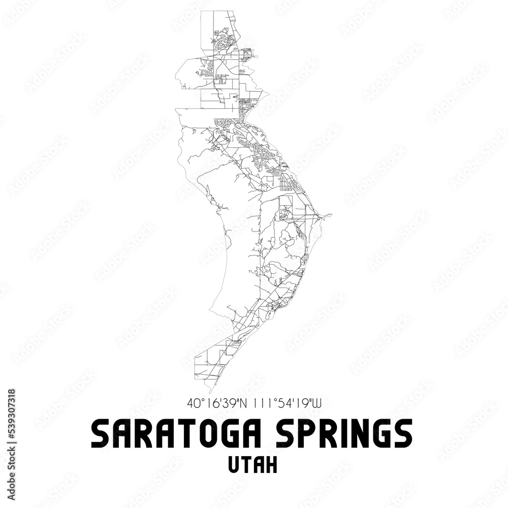 Saratoga Springs Utah. US street map with black and white lines.