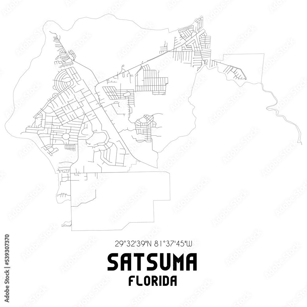 Satsuma Florida. US street map with black and white lines. Satsuma Florida. US street map with black and white lines.