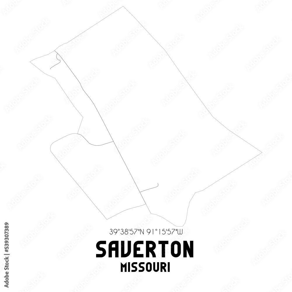 Saverton Missouri. US street map with black and white lines. Saverton Missouri. US street map with black and white lines.