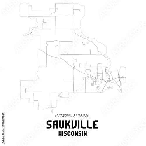 Saukville Wisconsin. US street map with black and white lines. photo