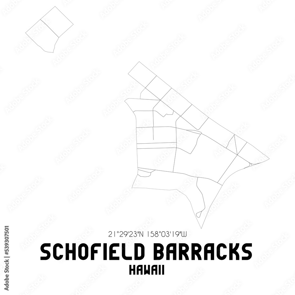Schofield Barracks Hawaii. US street map with black and white lines. Stock Illustration Adobe
