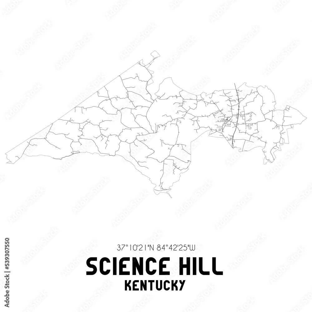 Science Hill Kentucky. US street map with black and white lines.
