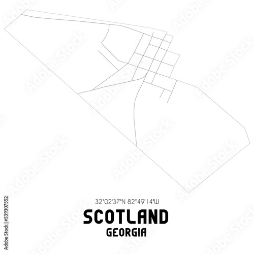 Scotland Georgia. US street map with black and white lines. photo