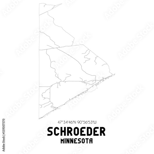 Schroeder Minnesota. US street map with black and white lines.