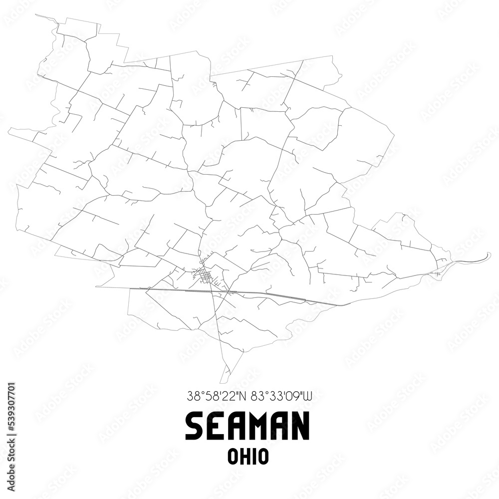 Seaman Ohio. US street map with black and white lines. Seaman Ohio. US street map with black and white lines.