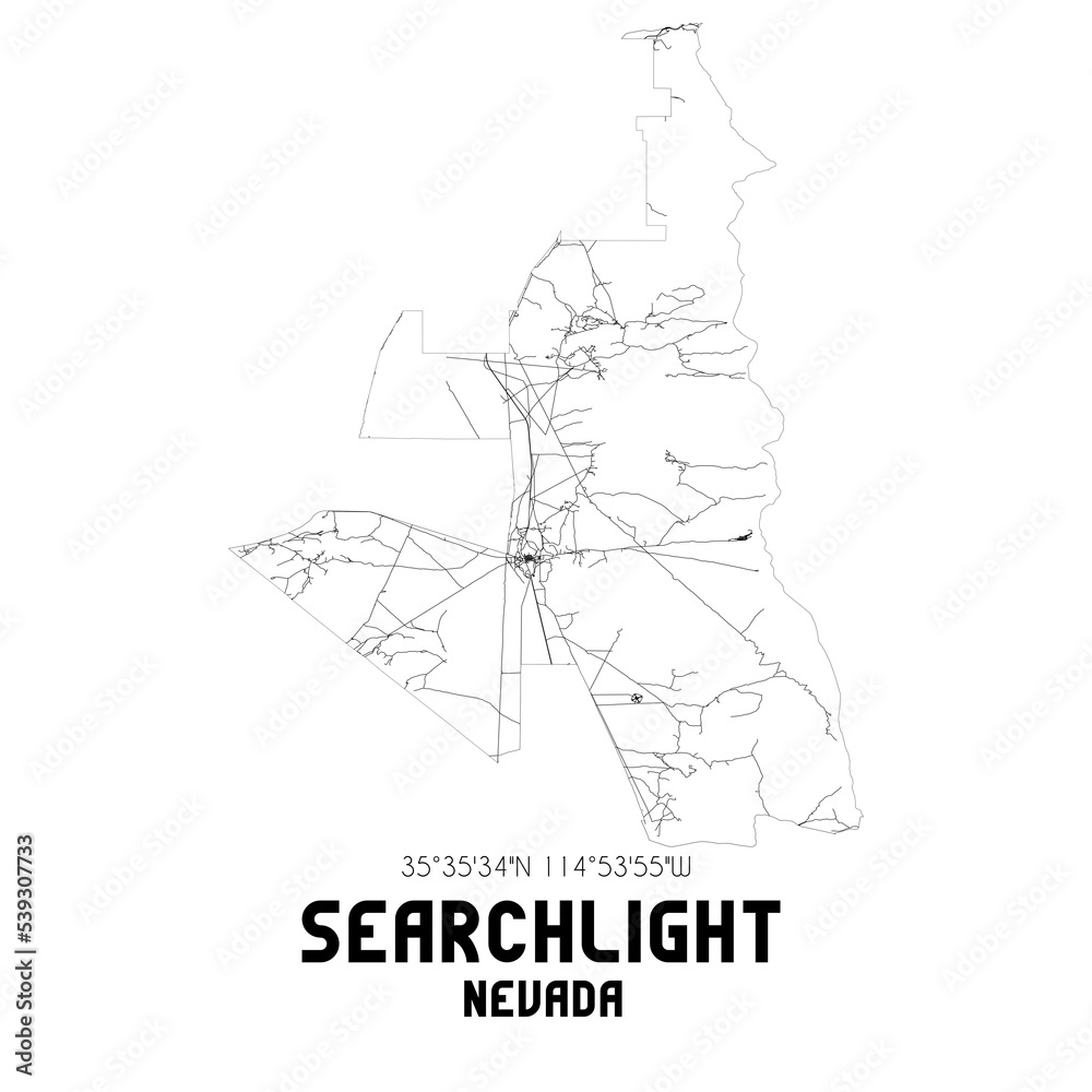Searchlight Nevada. US street map with black and white lines. Searchlight Nevada. US street map with black and white lines.