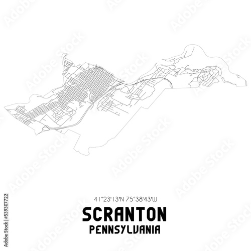 Scranton Pennsylvania. US street map with black and white lines. photo