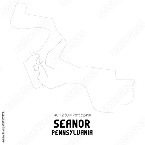 Seanor Pennsylvania. US street map with black and white lines. photo