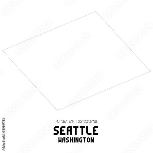 Seattle Washington. US street map with black and white lines.