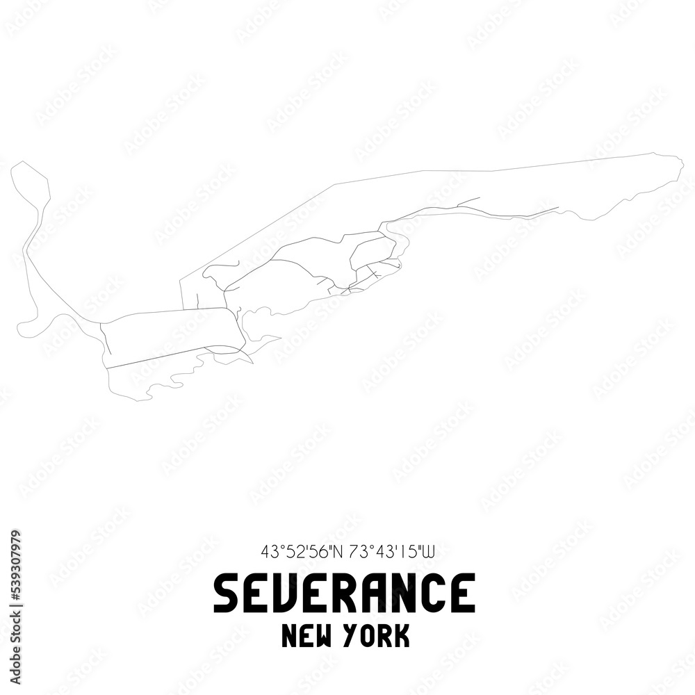 Severance New York. US street map with black and white lines. Severance New York. US street map with black and white lines.