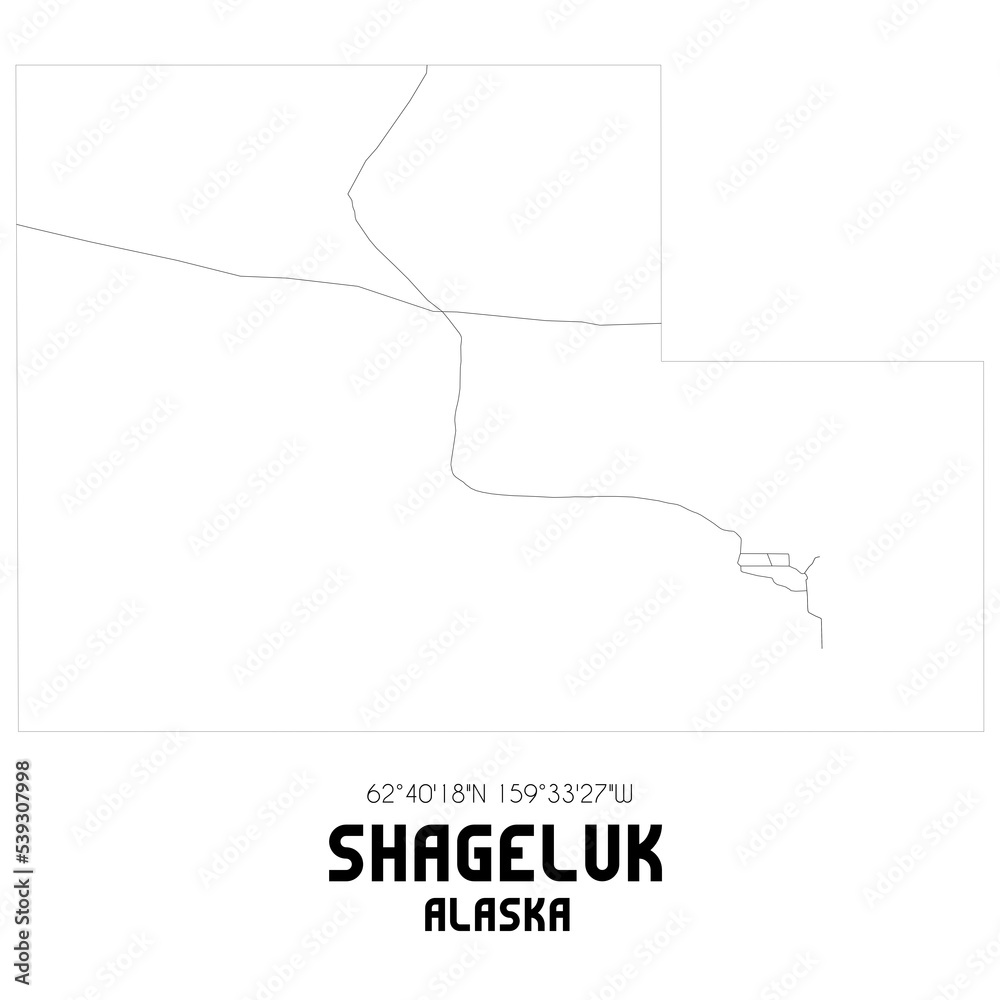 Shageluk Alaska. US street map with black and white lines. Shageluk Alaska. US street map with black and white lines.