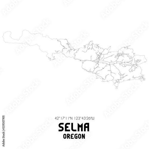 Selma Oregon. US street map with black and white lines.
