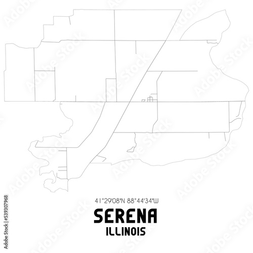 Serena Illinois. US street map with black and white lines.
