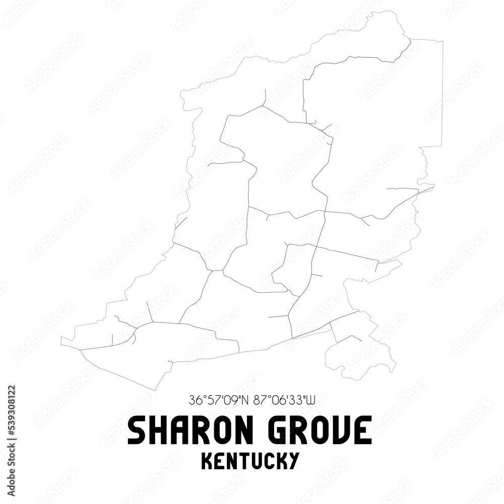 Sharon Grove Kentucky. US street map with black and white lines.