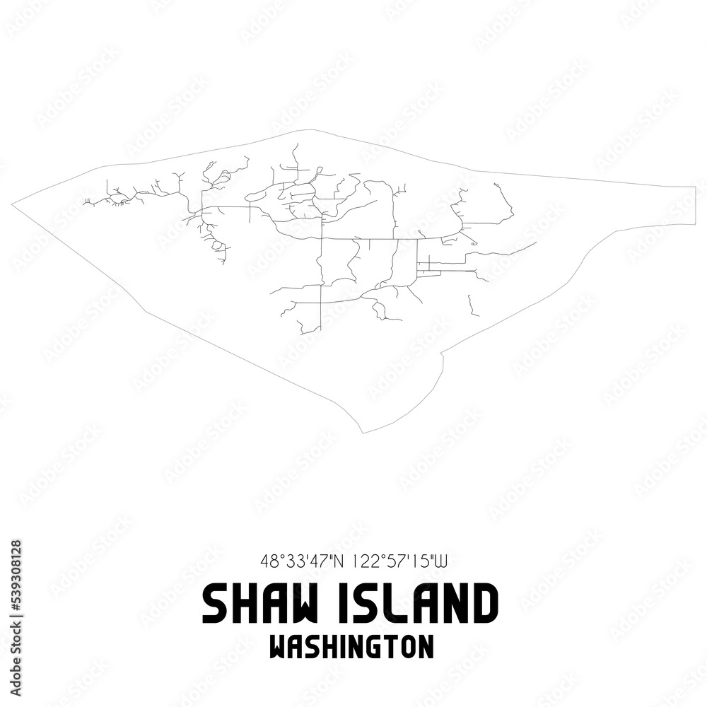 Shaw Island Washington. US street map with black and white lines. Shaw Island Washington. US street map with black and white lines.