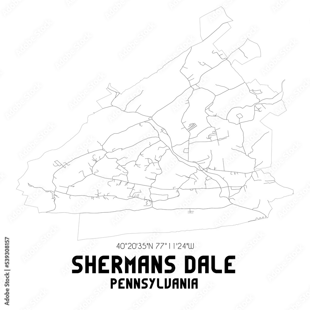 Shermans Dale Pennsylvania. US street map with black and white lines. Shermans Dale Pennsylvania. US street map with black and white lines.