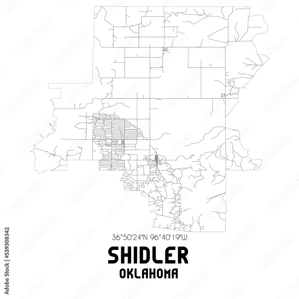 Shidler Oklahoma. US street map with black and white lines. Shidler Oklahoma. US street map with black and white lines.
