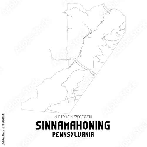 Sinnamahoning Pennsylvania. US street map with black and white lines.