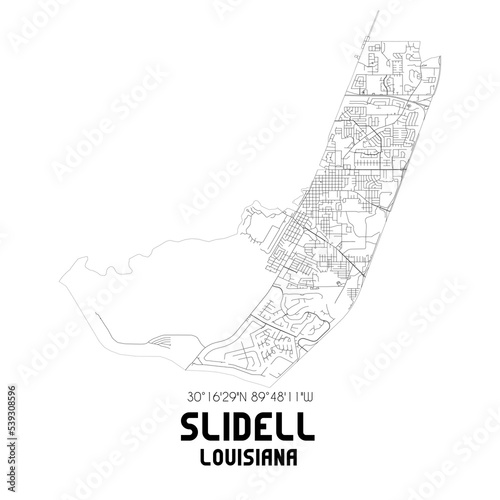 Slidell Louisiana. US street map with black and white lines. photo