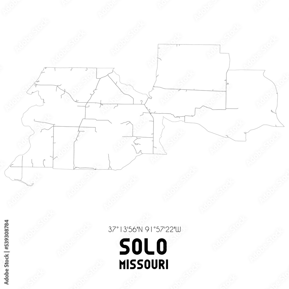 Solo Missouri. US street map with black and white lines.