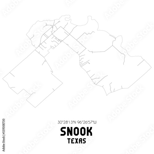Snook Texas. US street map with black and white lines.