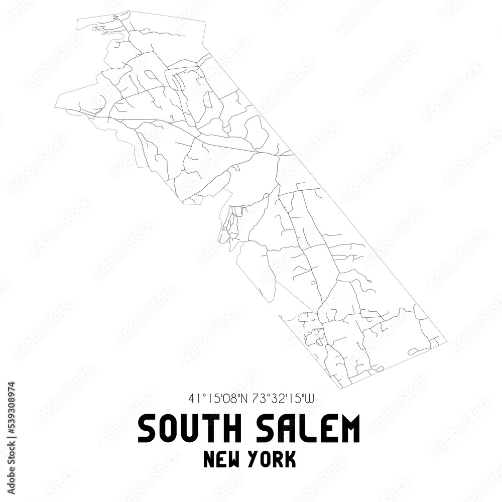 South Salem New York. US street map with black and white lines.