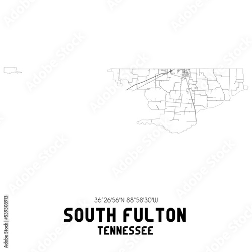 South Fulton Tennessee. US street map with black and white lines. photo