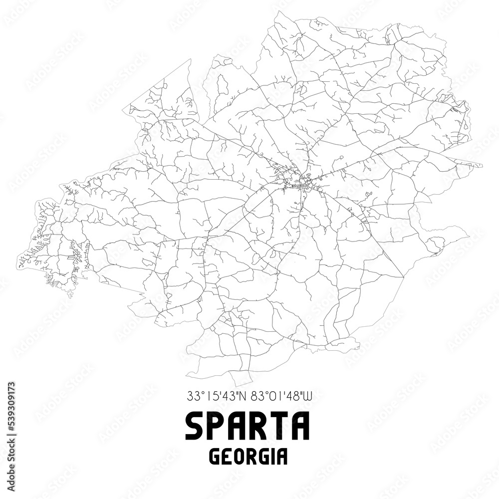 Sparta Georgia. US street map with black and white lines.