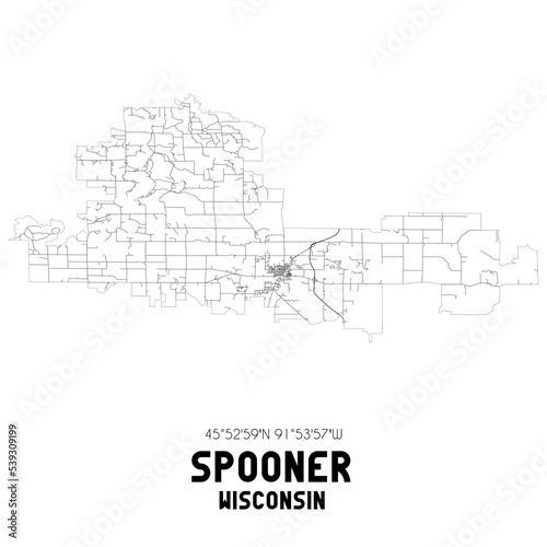 Spooner Wisconsin. US street map with black and white lines. © Rezona