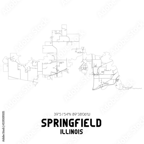 Springfield Illinois. US street map with black and white lines.
