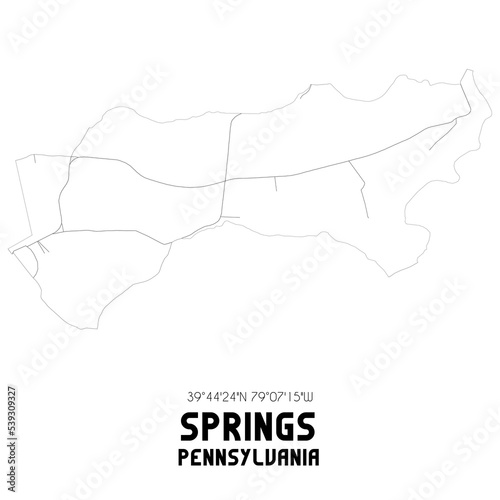 Springs Pennsylvania. US street map with black and white lines.