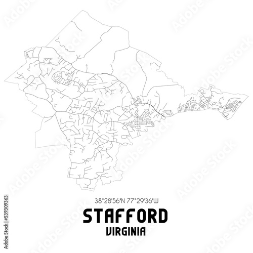 Stafford Virginia. US street map with black and white lines.