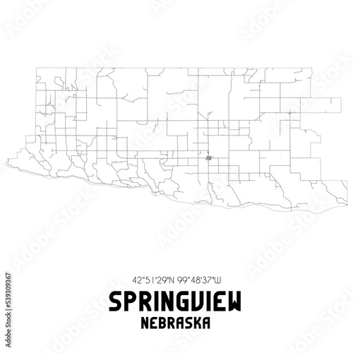 Springview Nebraska. US street map with black and white lines. photo