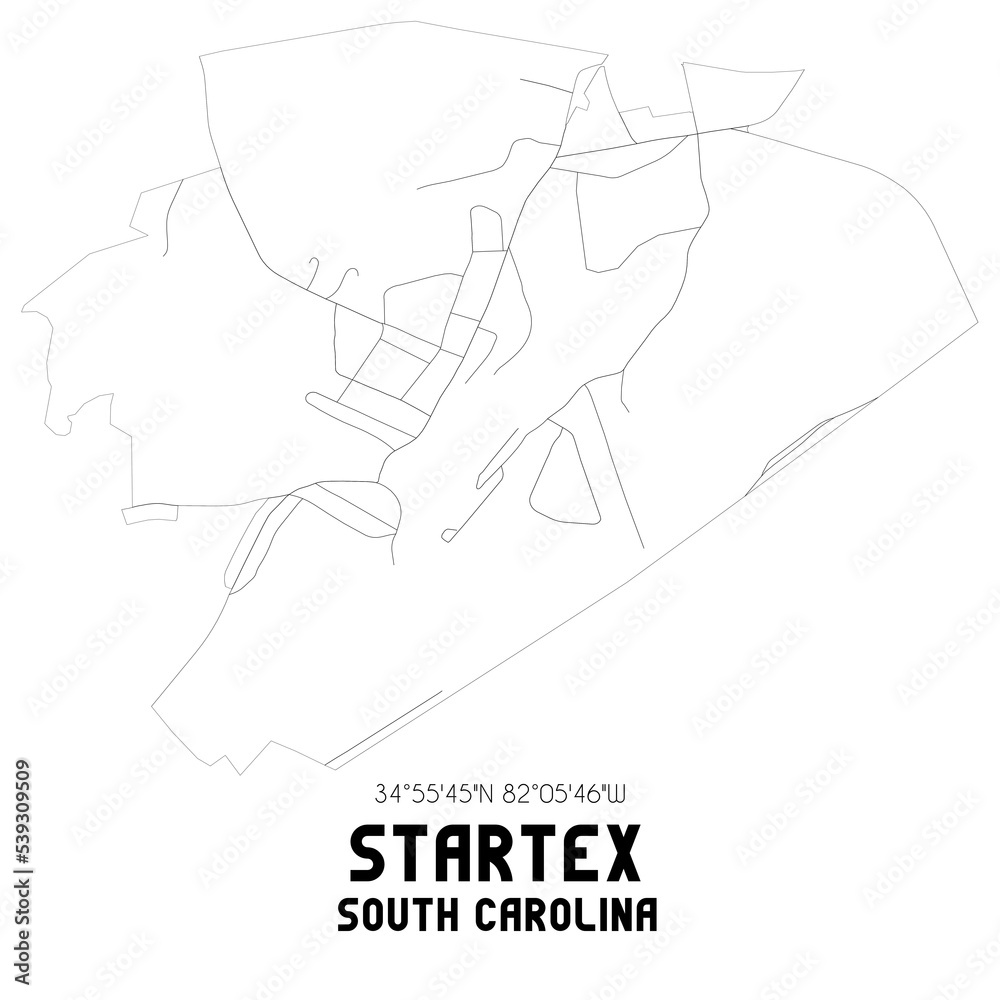 Startex South Carolina. US street map with black and white lines. Startex South Carolina. US street map with black and white lines.
