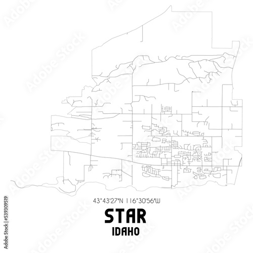 Star Idaho. US street map with black and white lines.