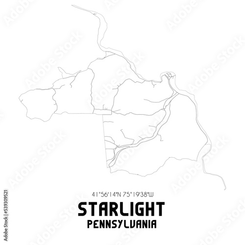 Starlight Pennsylvania. US street map with black and white lines. photo