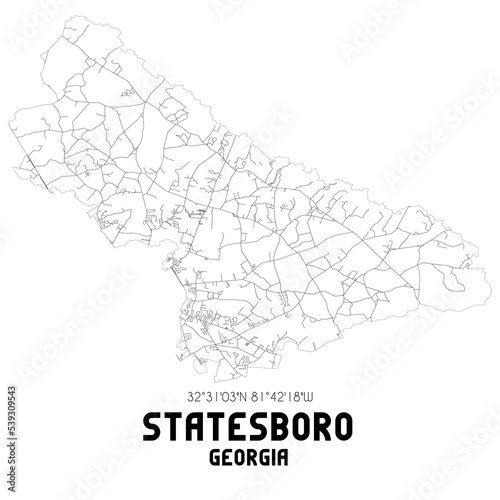 Statesboro Georgia. US street map with black and white lines.