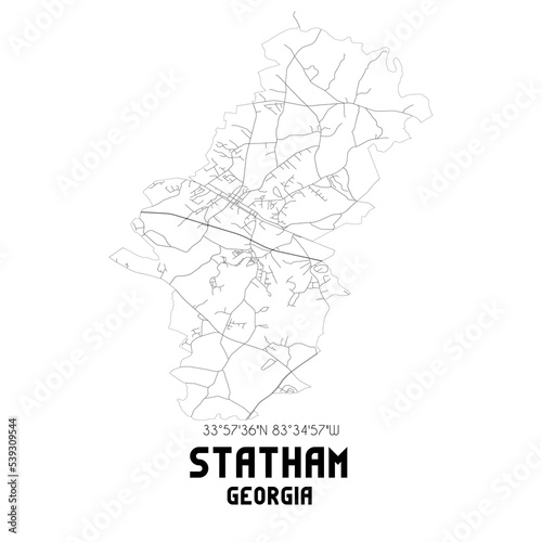 Statham Georgia. US street map with black and white lines.