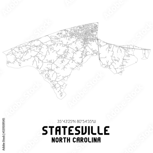 Statesville North Carolina. US street map with black and white lines. photo
