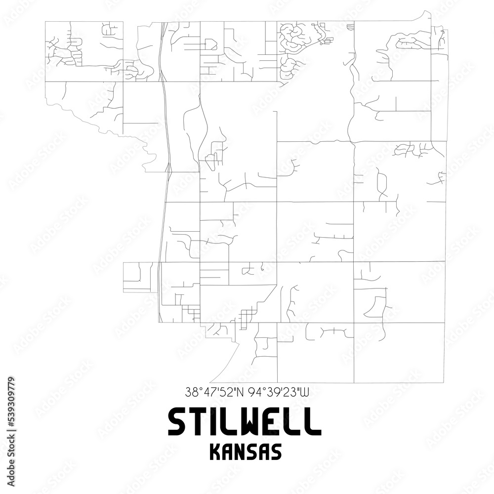 Fototapeta mapa świata dla dzieci Stilwell Kansas. US street map with