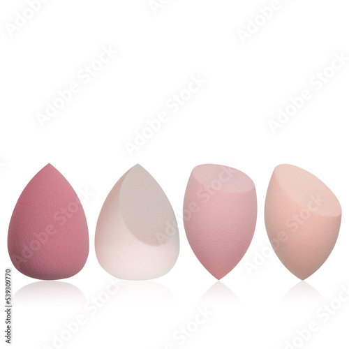 Set of four sponges for applying makeup on an isolated background