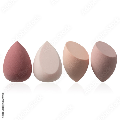 Cuadro en lienzo Set of four beauty blenders on a white background