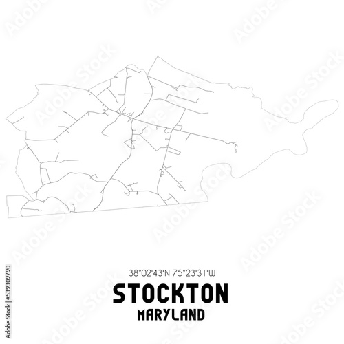 Stockton Maryland. US street map with black and white lines.
