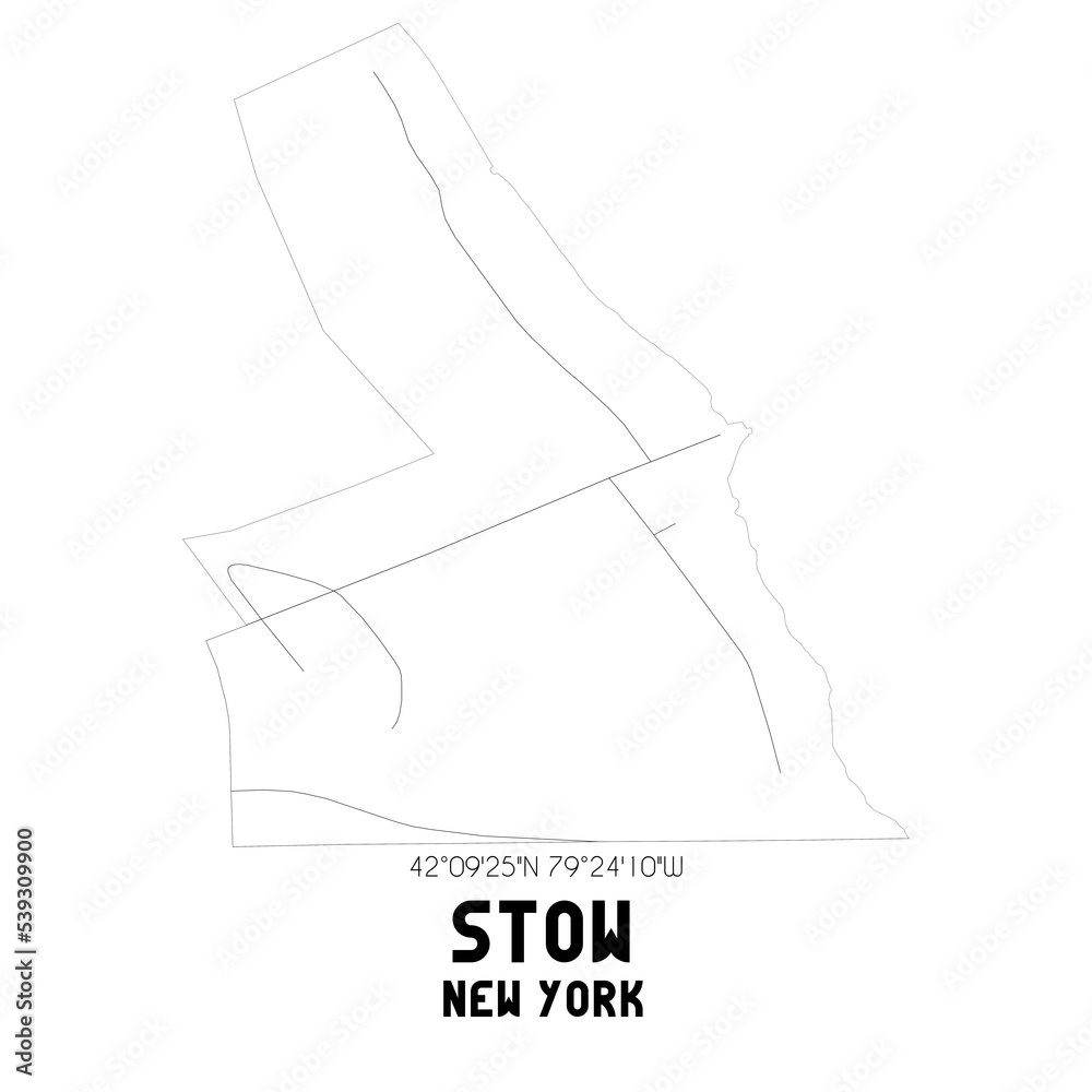 Stow New York. US street map with black and white lines. Stow New York. US street map with black and white lines.