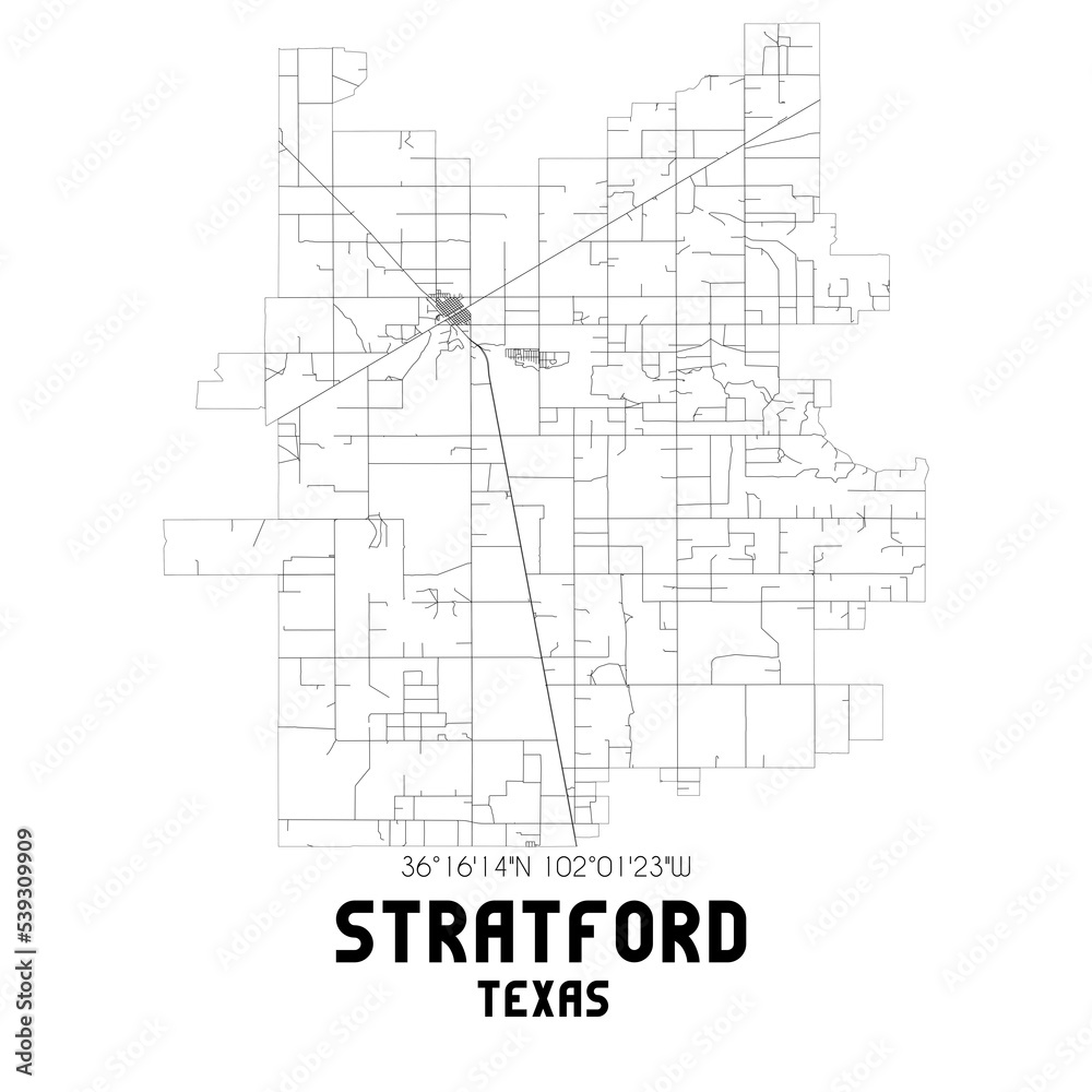 Stratford Texas. US street map with black and white lines. Stratford Texas. US street map with black and white lines.