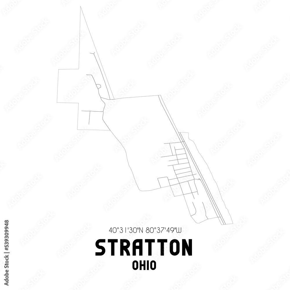 Stratton Ohio. US street map with black and white lines. Stratton Ohio. US street map with black and white lines.