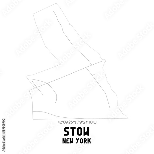 Stow New York. US street map with black and white lines.